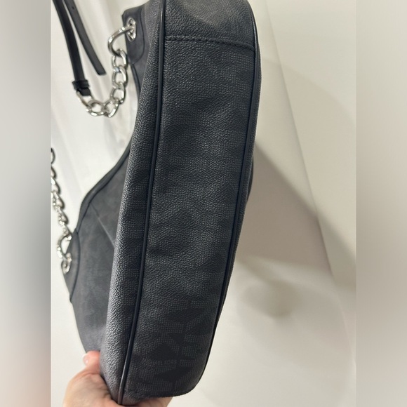 Michael Kors Jet Set Purse Convertible Shoulder Crossbody Hobo Bag Black Logo - Picture 15 of 16